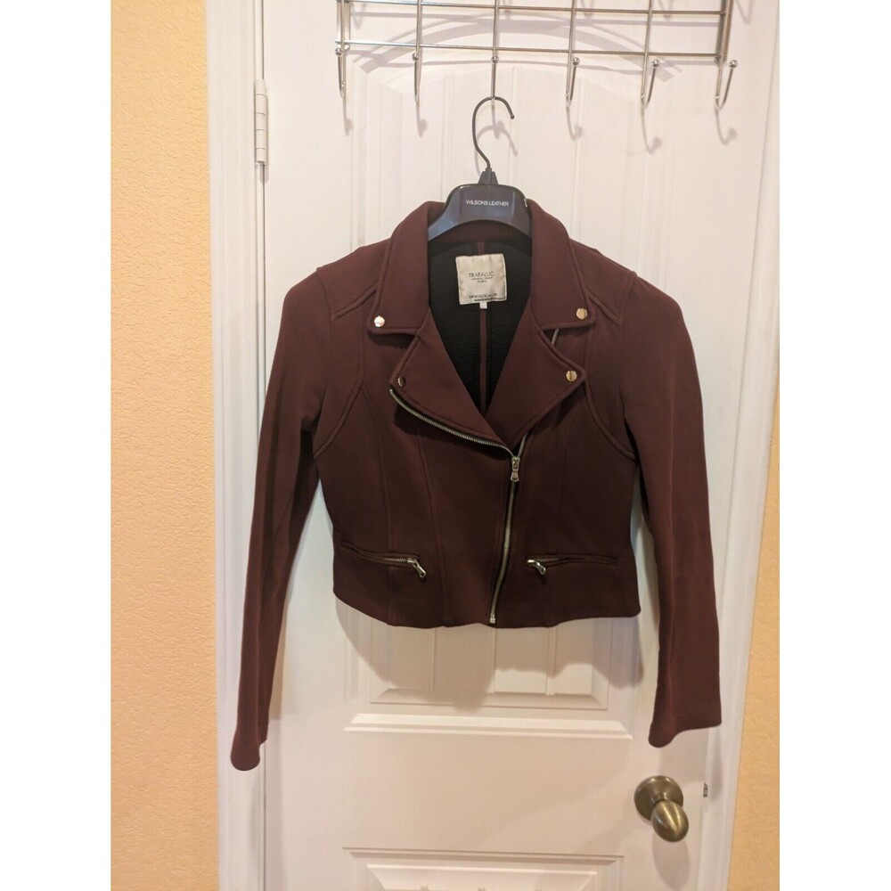 Zara maroon biker jacket cotton Size M